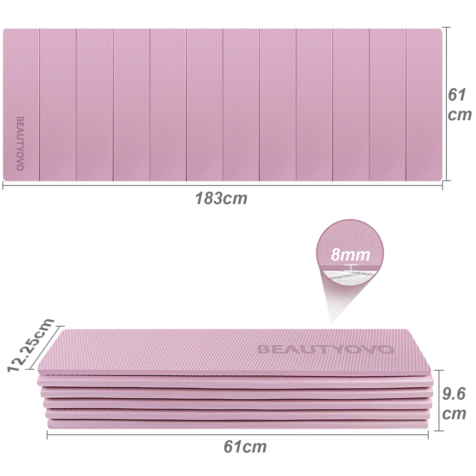 Opvouwbare yogamat, draagbare fitnessmat, reisyogamat, antislip sportmat van TPE, voor pilates, gymnastiek, training en reizen, 183 x 61 x 0,5 cm (paars Opvouwbare yogamat, draagbare fitnessmat, reisyogamat, antislip sportmat van TPE, voor pilates, gymnastiek, training en reizen, 183 x 61 x 0,5 cm (paars