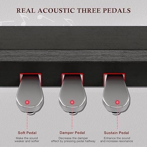 Miniatura 7 de UMOMO Teclado eléctrico de piano digital de tamaño completo de 88 teclas con banco de piano, soporte de música+adaptador de corriente+tablero de 3