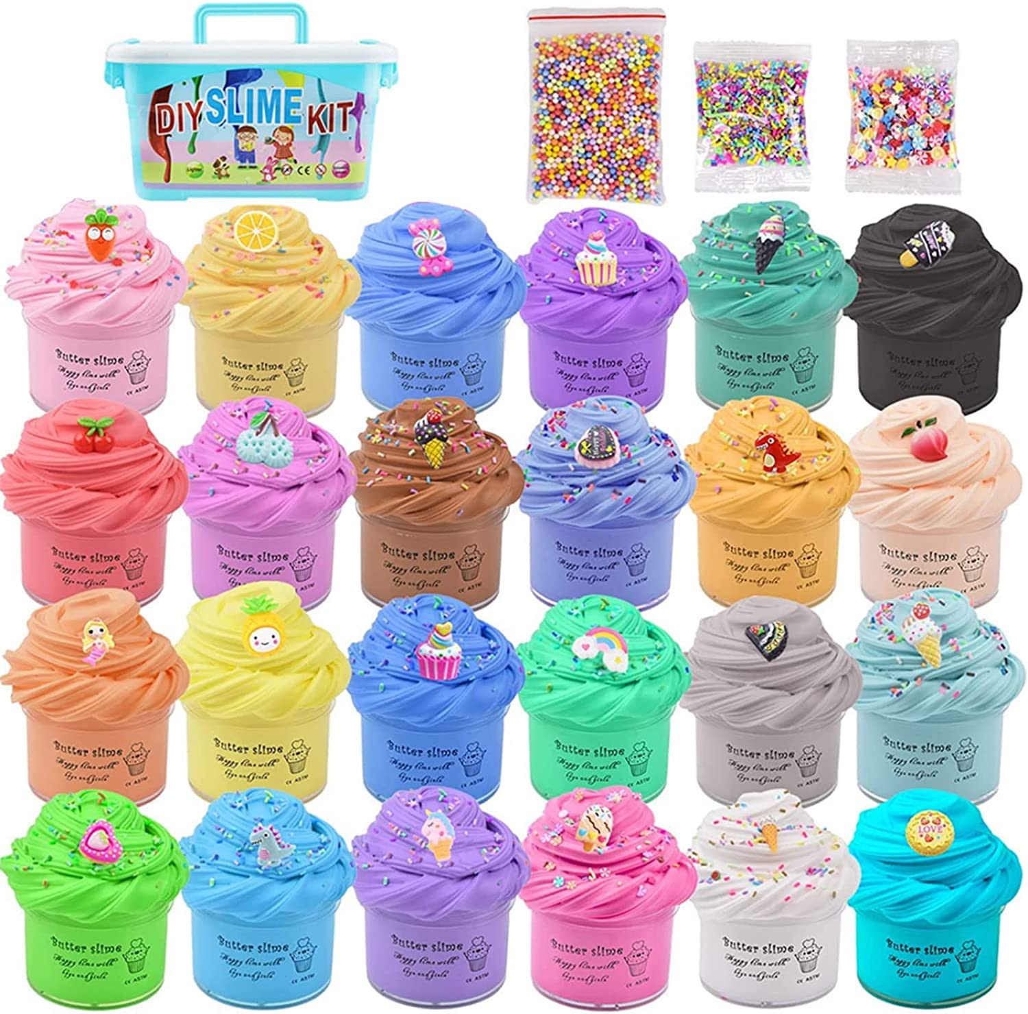 Beauenty 24PC Butter Slime,Scented Slime Party Favor for kids,DIY Putty Slime Toys for Kids,Soft & Non-Sticky,Stress Relief Toy for Girls and Boys Kids over 6 years (style 1)