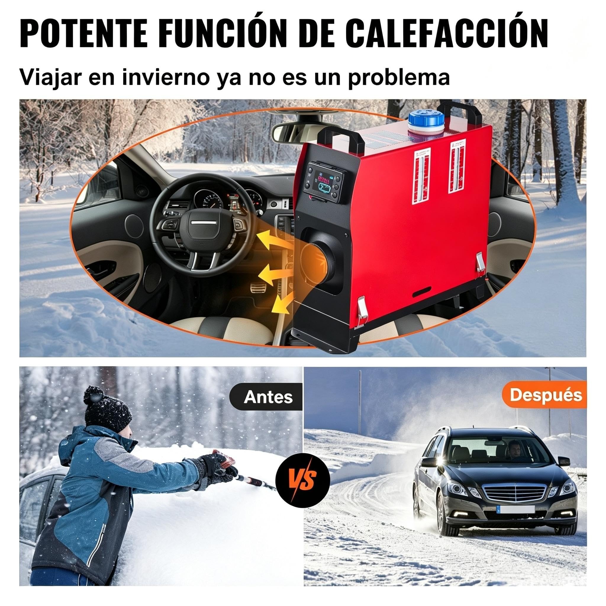 Calentador de Aire Diesel 12V 5KW Portátil Calentador de Combustible Calefacción Estacionaria Calentador Diesel Aire Calentador de Estacionamiento Control Remoto con Interruptor LCD