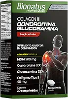 Bionatus, Colágen II, Condroitína, Glucosamina, Suplemento alimentar, MSM 200mg + Condroitina 200mg + Glucosamina 250mg + Colágeno Tipo II 40mg, 30 cápsulas • 30 doses, Preto