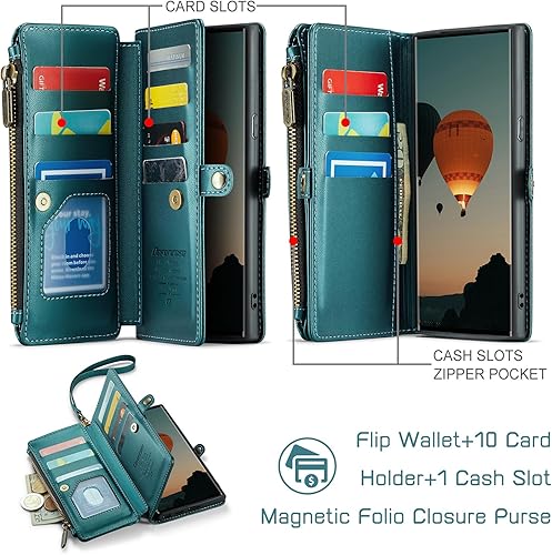 Miniatura 2 de Defencase Funda para Samsung Galaxy Note 9, bloqueo RFID, para Galaxy Note 9, cartera para mujeres y hombres, correa magnética de piel sintética,