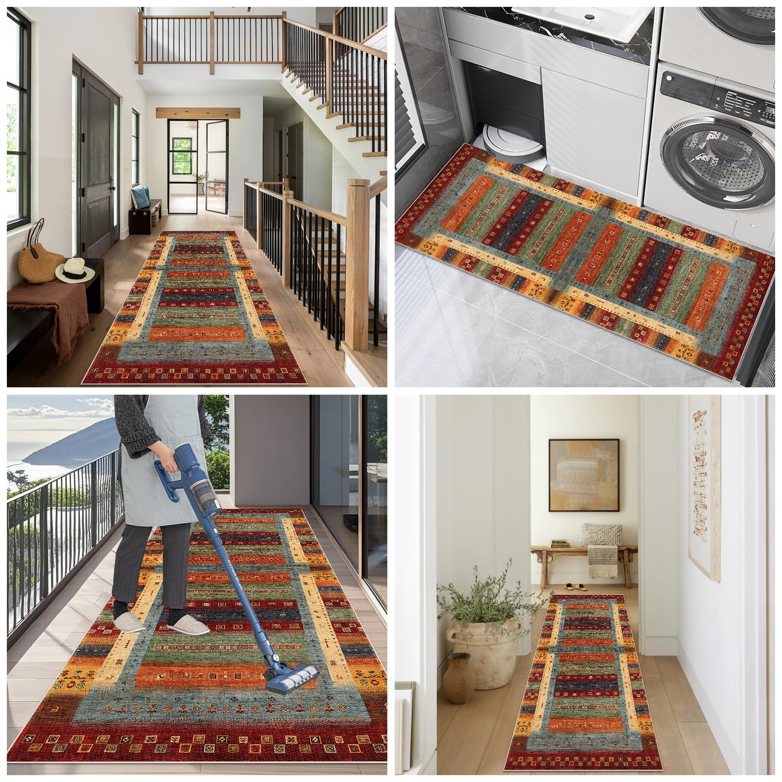 Dywan do korytarza, długi dywan do korytarza 50 x 120 cm, antypoślizgowy, wąski dywan do korytarza, dywan do wejścia, można prać, dywany kuchenne do korytarzy, sypialni, pralni, kuchni