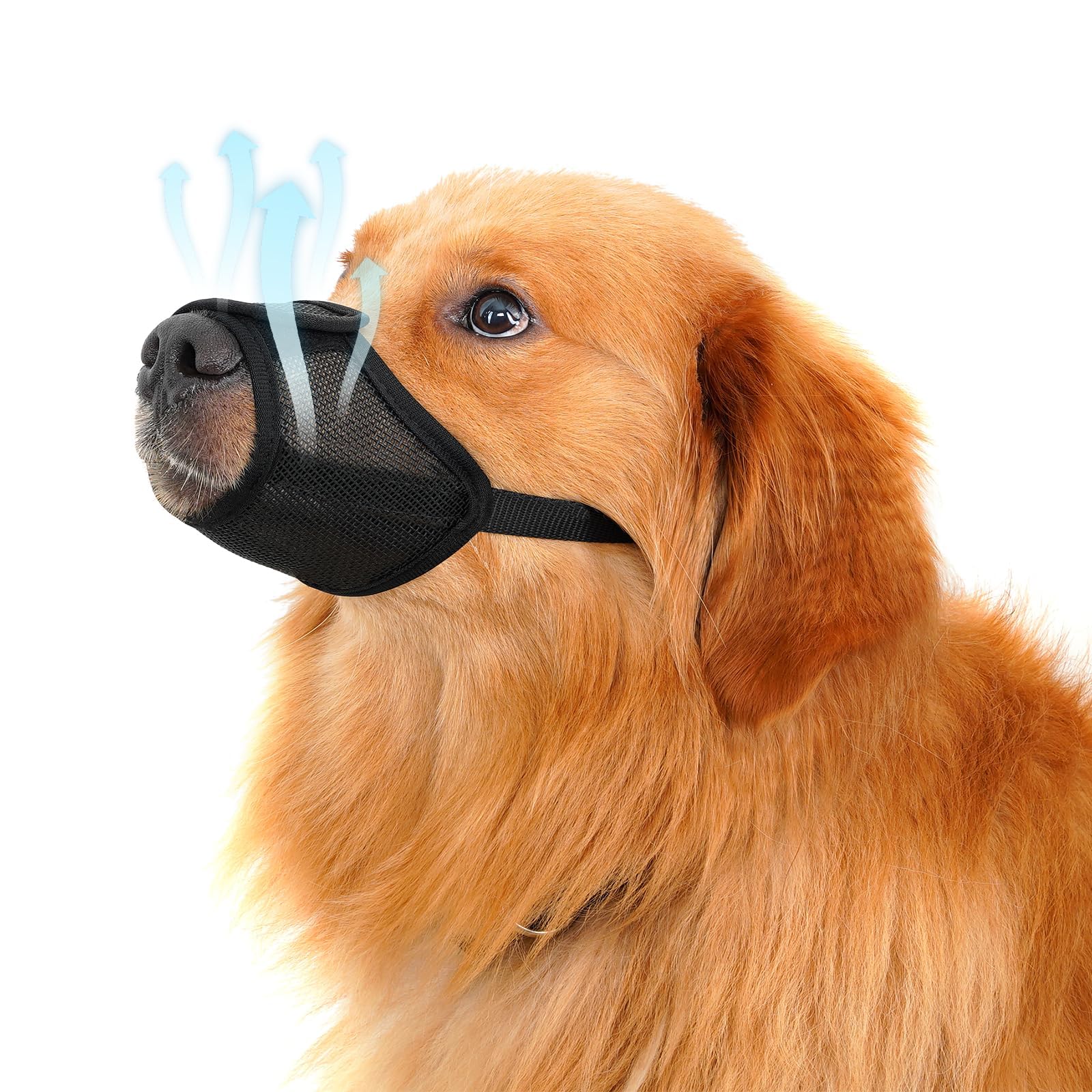 Dog Muzzle, Soft Nylon Air Mesh Breathable Drinkable Anti-Bite Adjustable Anti-Slip Muzzle for Small Medium Large Dogs(Black, XS)
