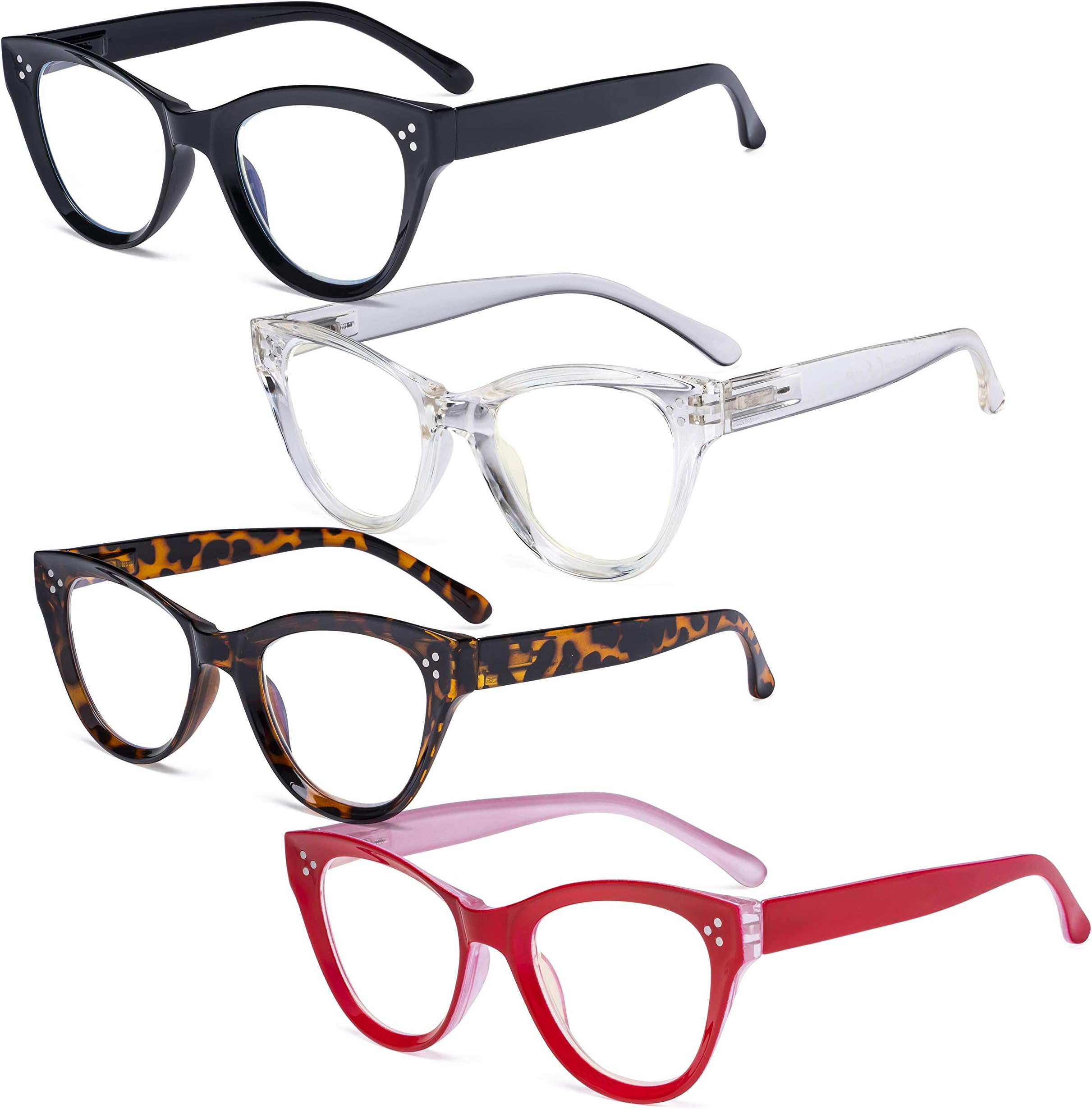 4-Pack Cateye Design Reading Glasses Oversized Readers for Women Reading