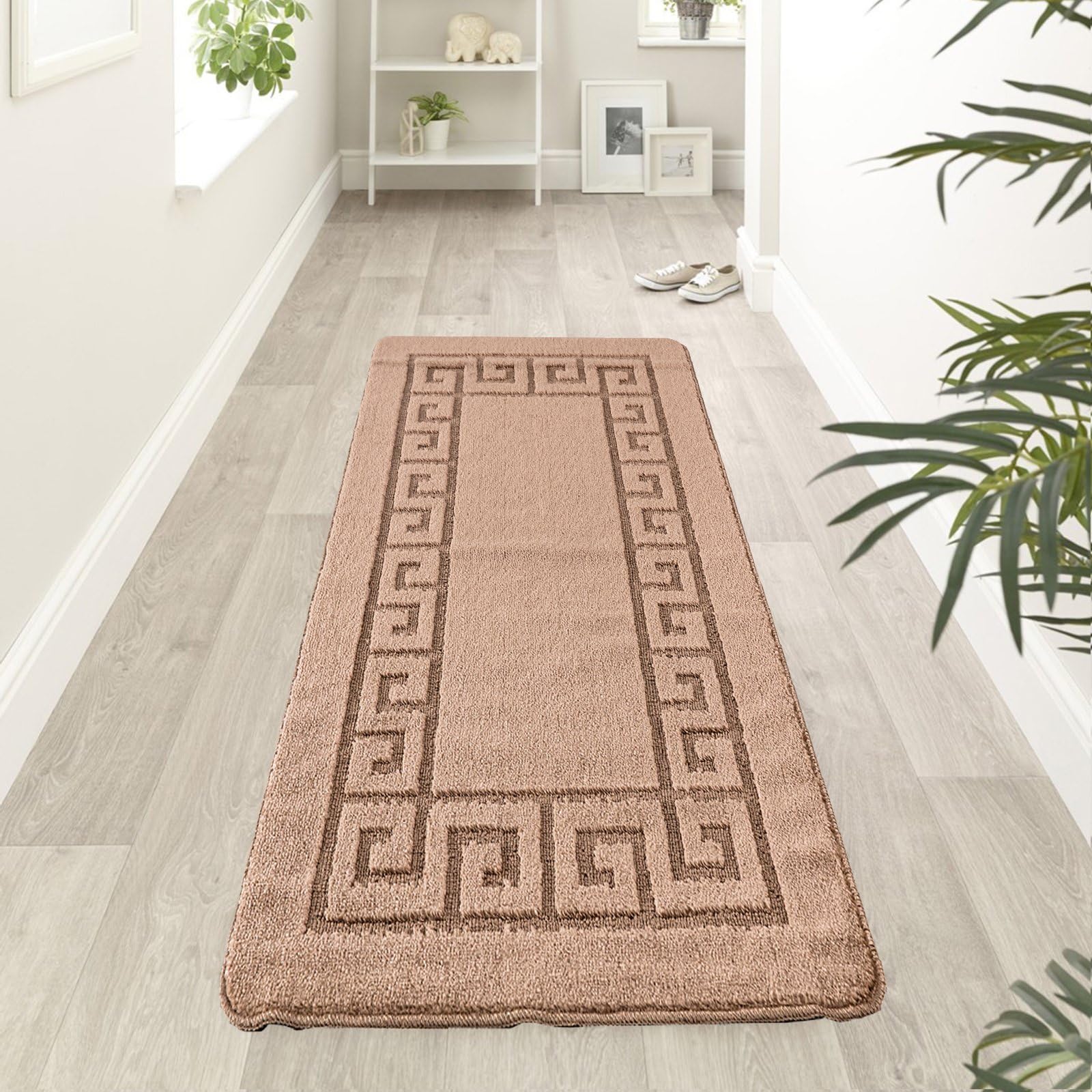 renoazul® Gel Back Hallway Runner Rug - 60 x 220 cm, Rocco Beige - Washable Rugs for Living Room, Kitchen Runner and Hall Rug — image 1