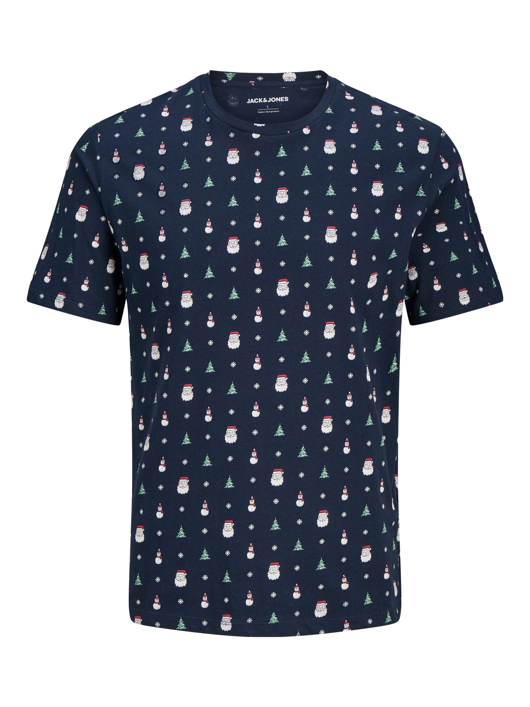 JACK & JONES Jjxmas AOP Tee SS Crew Neck, Sky Captain, M