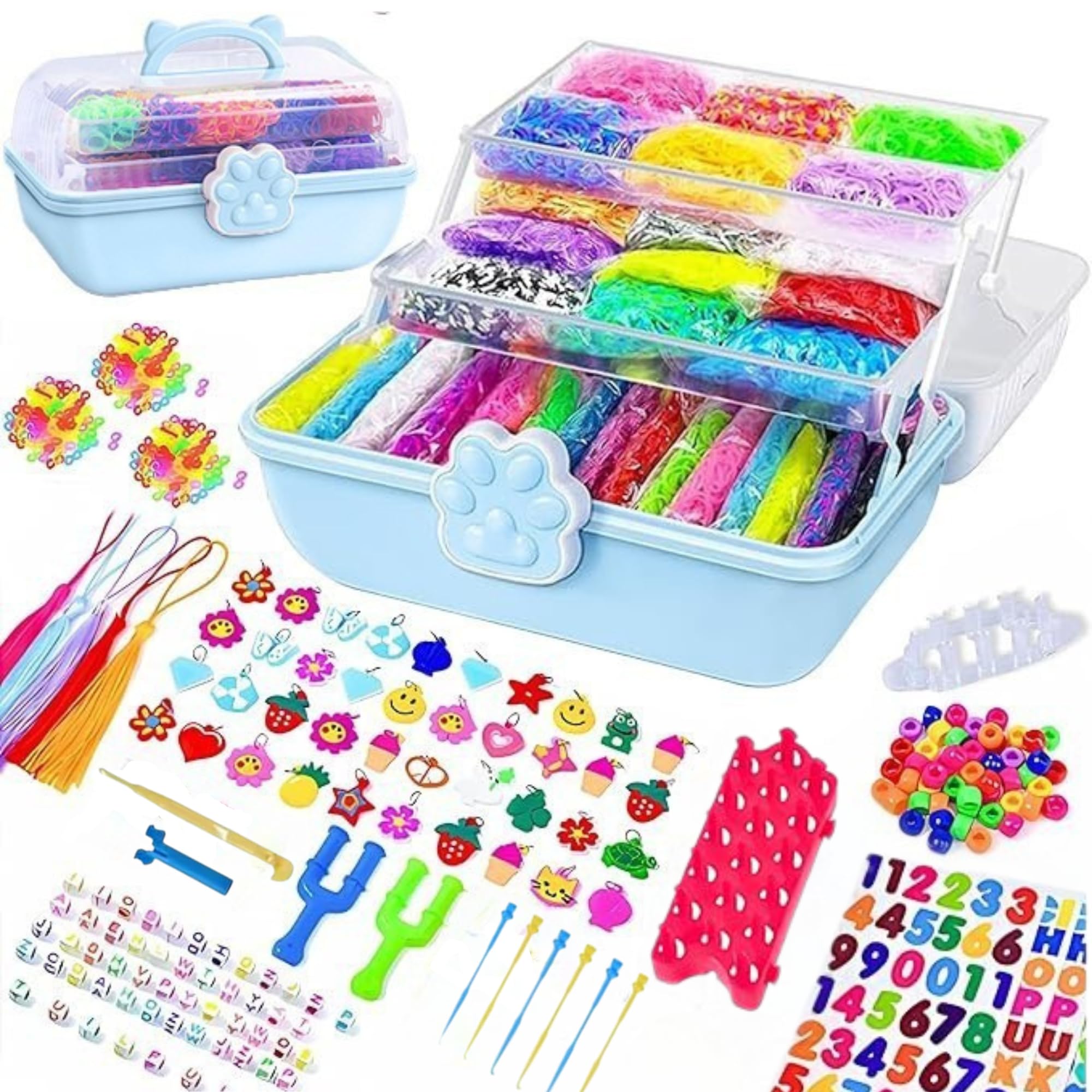 17000+ Loom Band Kit - 32 Vibrant Colors Loom Bands, Bracelet Making Set with Charms, Tools & 3-Layer Storage Box  DIY Arts & Crafts Gift for Girls & Boys