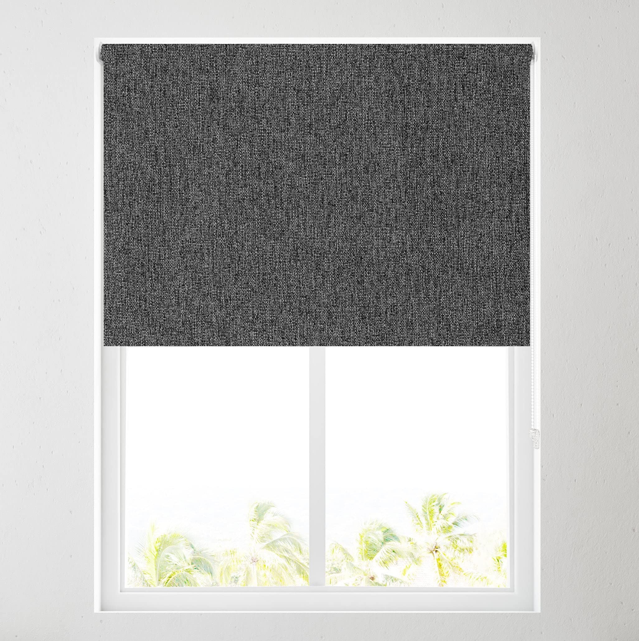 Barnes Blinds And Interiors Charcoal Barnes Blinds - *Sale* Ara Soft Touch Blackout Roller Blinds For Windows, Custom Cut To Size - Black Out Thermal Fabric Durable Fittings Easy Fit - Roller Blind ( 61Cm)