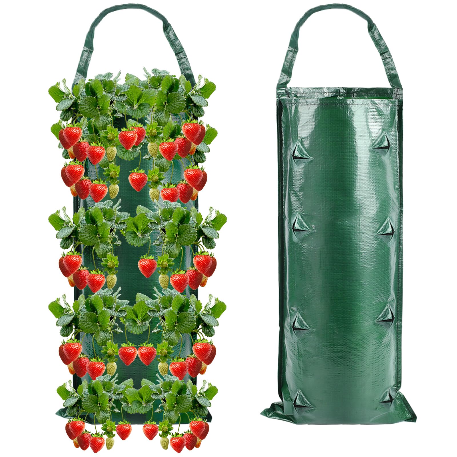 Strawberry Growing Bags 2 Pieces Bag Strawberries Vertical Bag for Planting Hanging Strawberries Planting Bags for Strawberry Balcony for Strawberries, Garden, Tomatoes, Flowers