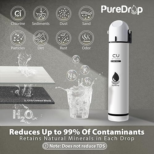 Miniatura 2 de PDR-16KCU - Filtro de agua para debajo del fregadero, ultra filtración de 0.01 m, sistema de filtración compuesto debajo del fregadero, reduce el