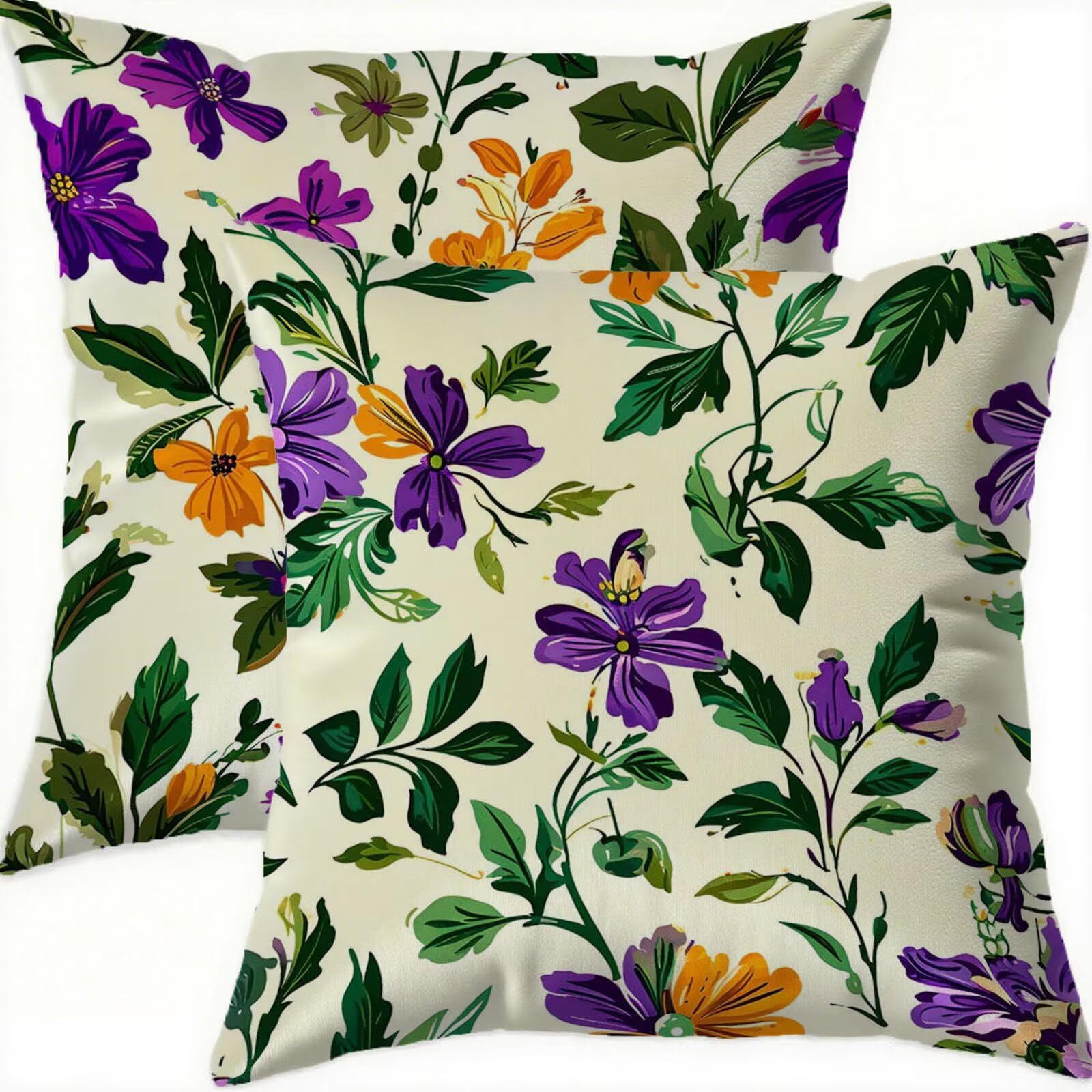 Housse coussin 60x60cm violet lot de 2 en velours imperméable