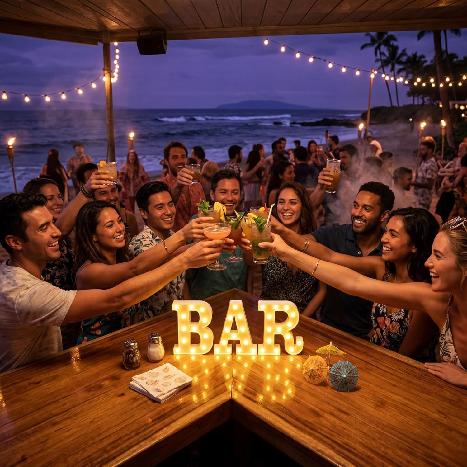 Mudder 3 Pcs Bar Sign Light up Letter Battery Operated Illuminated Marquee Light for Home Bar Pub Party Table Wall Decor(White)