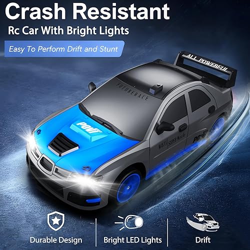 Miniatura 4 de Auto de control remoto RC Drift Car 2.4GHz Escala 124 4WD 15KMH Modelo de vehículo de alta velocidad con luces LED Neumático de Derrape Coche de