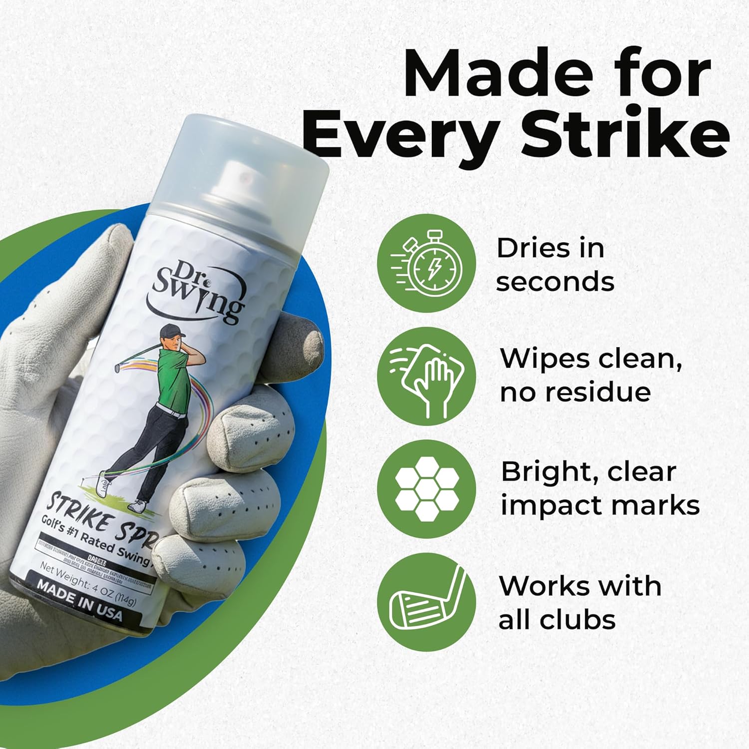 Dr. Swing Golf Impact Spray｜2 Pack｜ Club Spray for Ball Contact｜Quick Drying Vanishing Strike Formula｜Easy Wipe Design