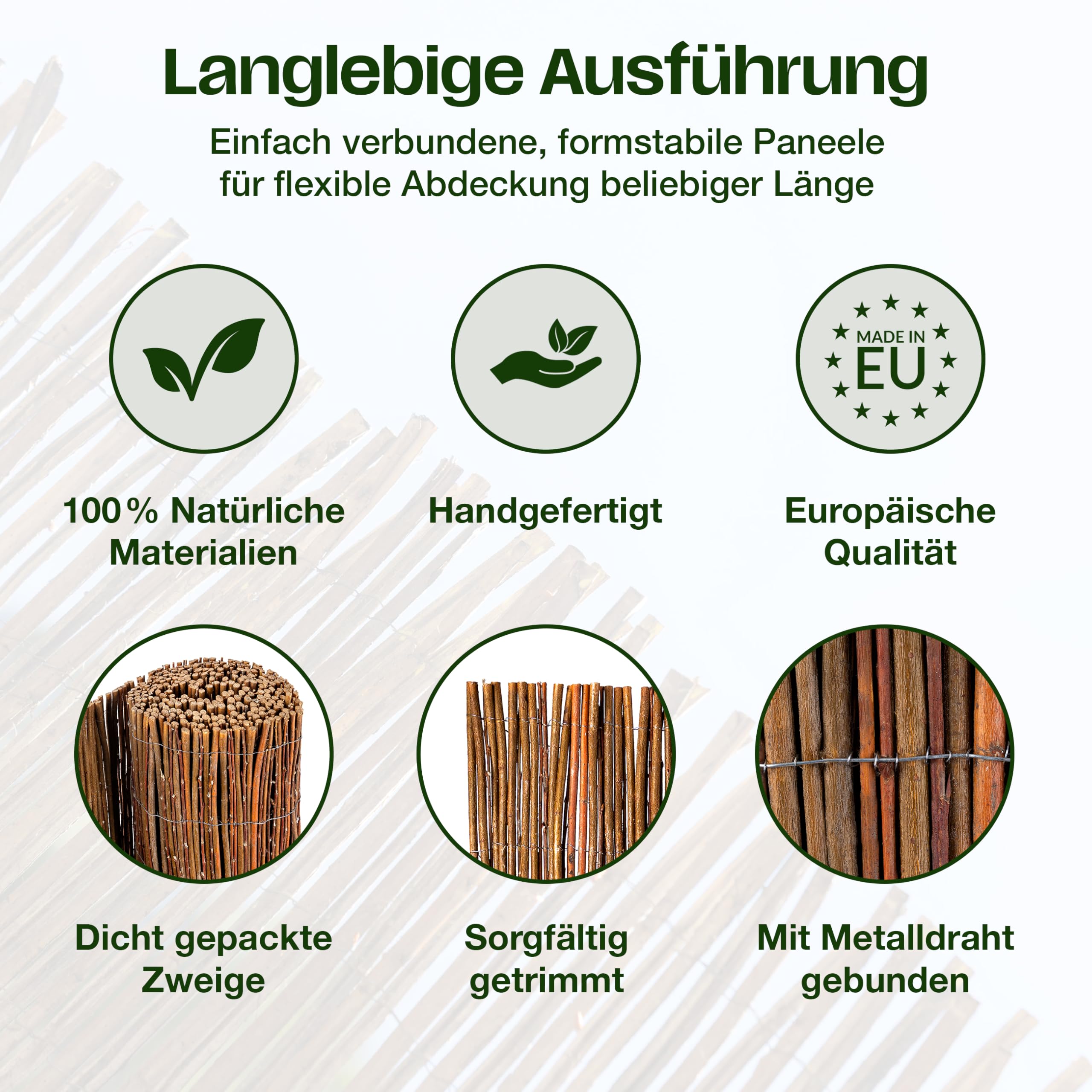Creative Home Weidenmatte Balkon Sichtschutz Weide 80 x 500 cm (H x L)