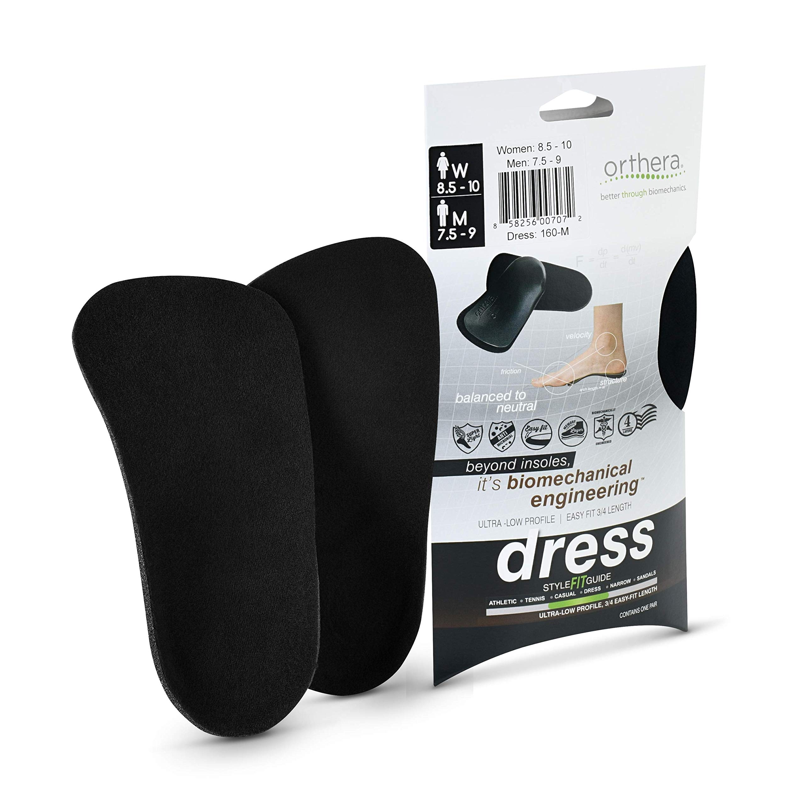 Ultra-Low Profile Dress Shoe Inserts for Women's Size: 4.5-6 and Youth: 2.5-4 (Black)
