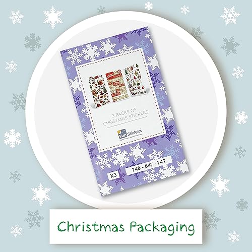 Miniatura 4 de Paquete de 3 hojas de calcomanías para decoración de Navidad, autoadhesivas, álbumes de recortes, regalo, regalo, relleno de bolsas de fiesta,