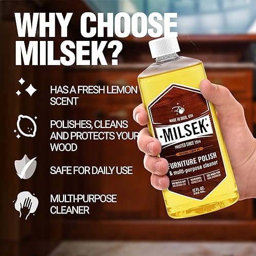 Miniatura 9 de Milsek Esmalte para muebles, limpiador de muebles de aceite de limón y paño de pulido, 12 onzas líquidas