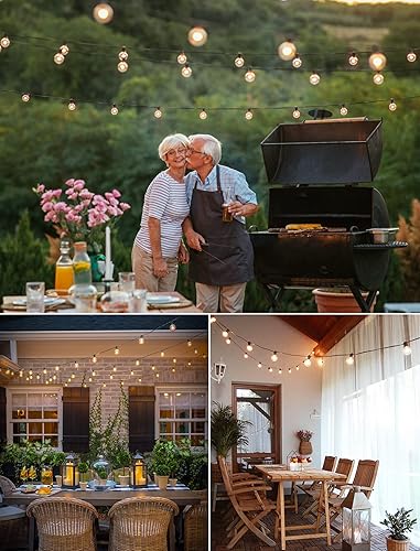 Miniatura 7 de Tira de focos transparentes, de G40, forma de globo, con temporizador, 13 pies, para exteriores, 40 LED, luces cálidas blancas parpadeantes, negro