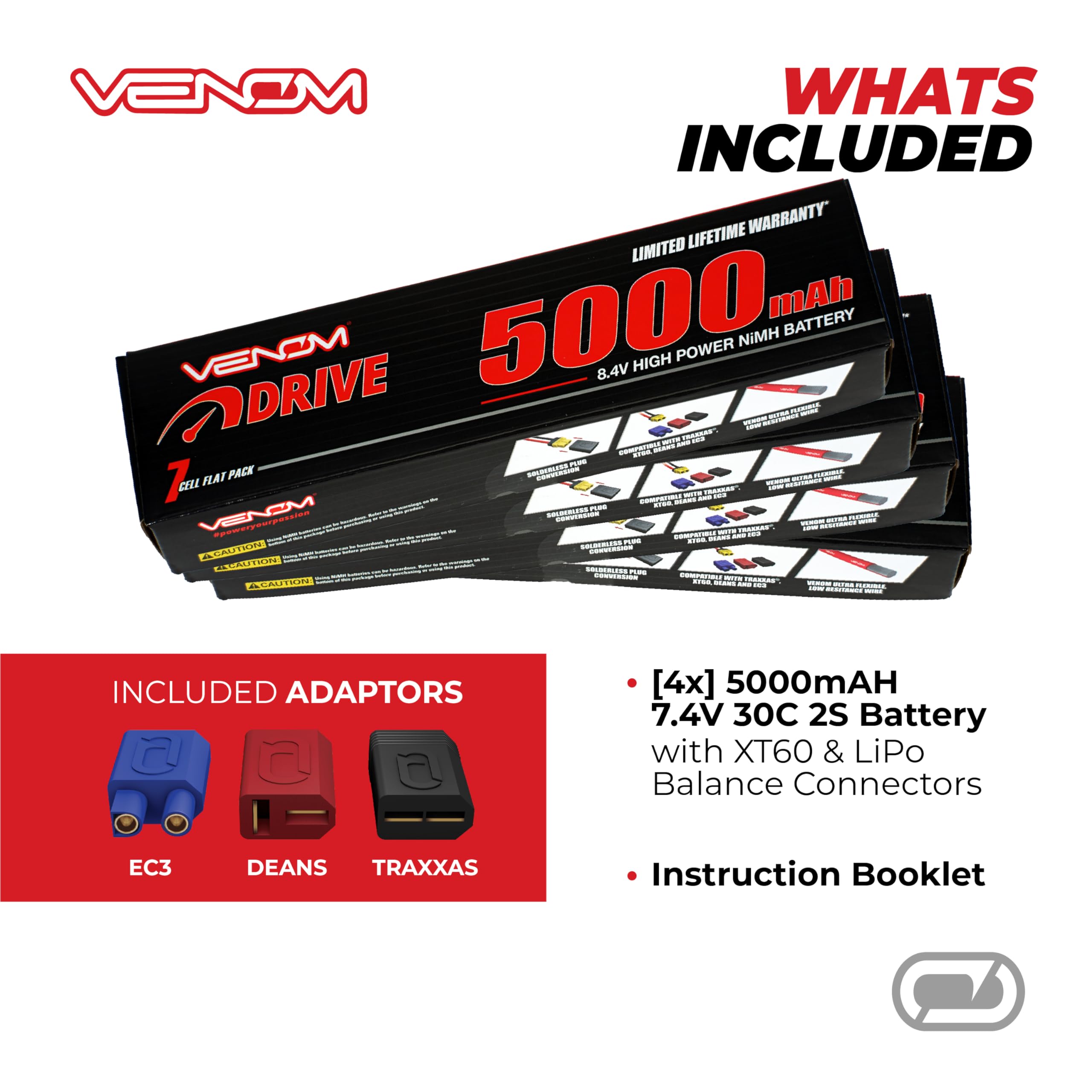 Amazon.com: Venom 8.4V 5000mAh 7-Cell NiMH Battery Flat with