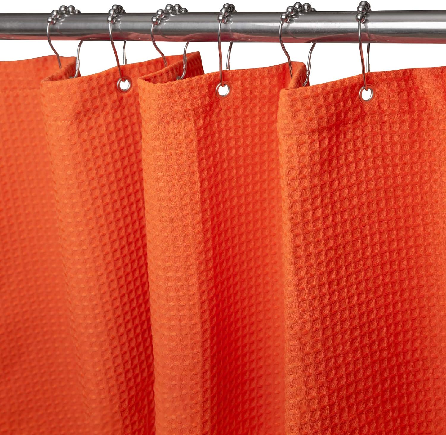 Wafelstofdouchegordijn met metalen douchegordijnringen, stof, textiel, badgordijn, anti