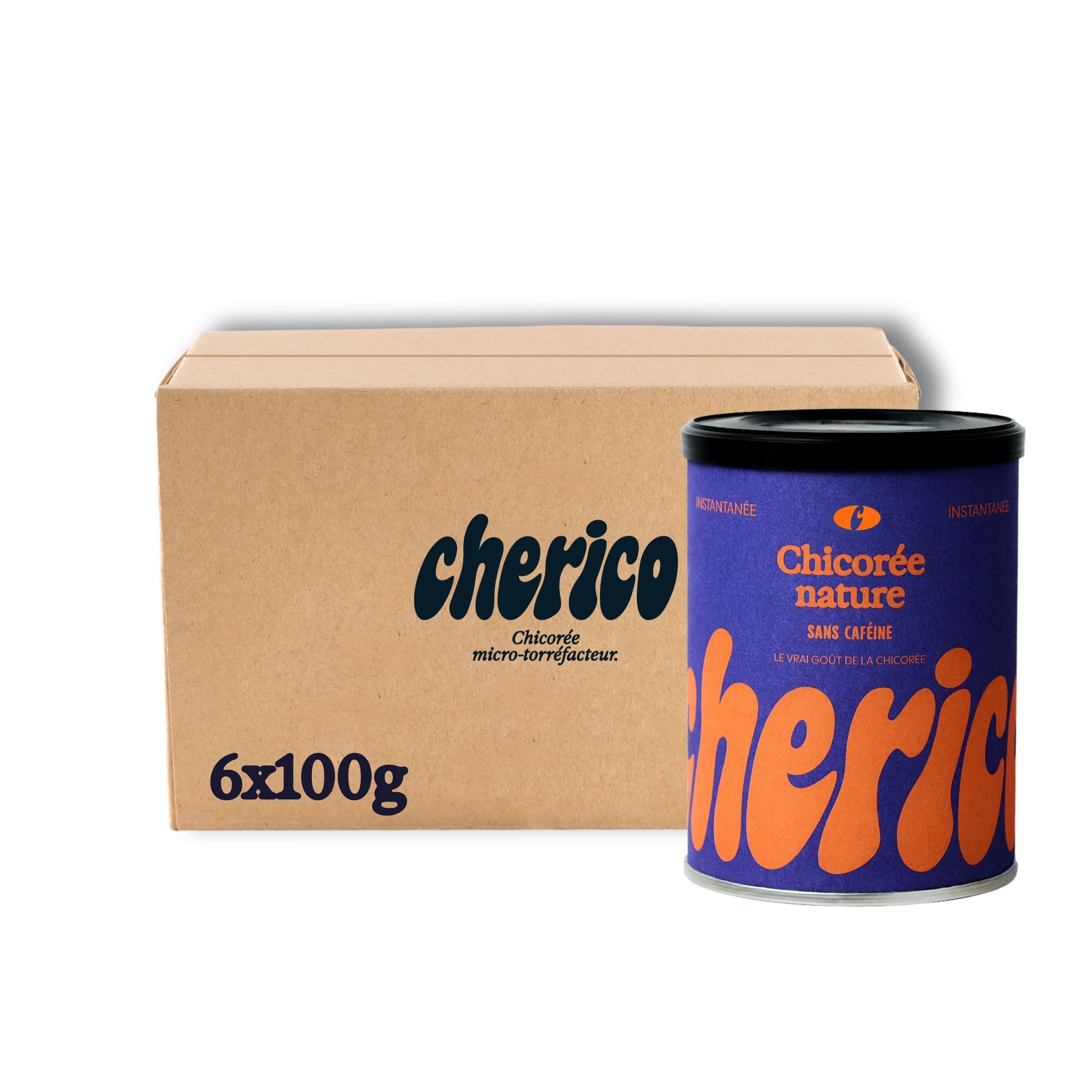 CHERICO Chicorée soluble – Pack de 6 x 100g - Chicorée sans caféine nature - Riche en fibres - Origine végétale - Notes toastées et noisette
