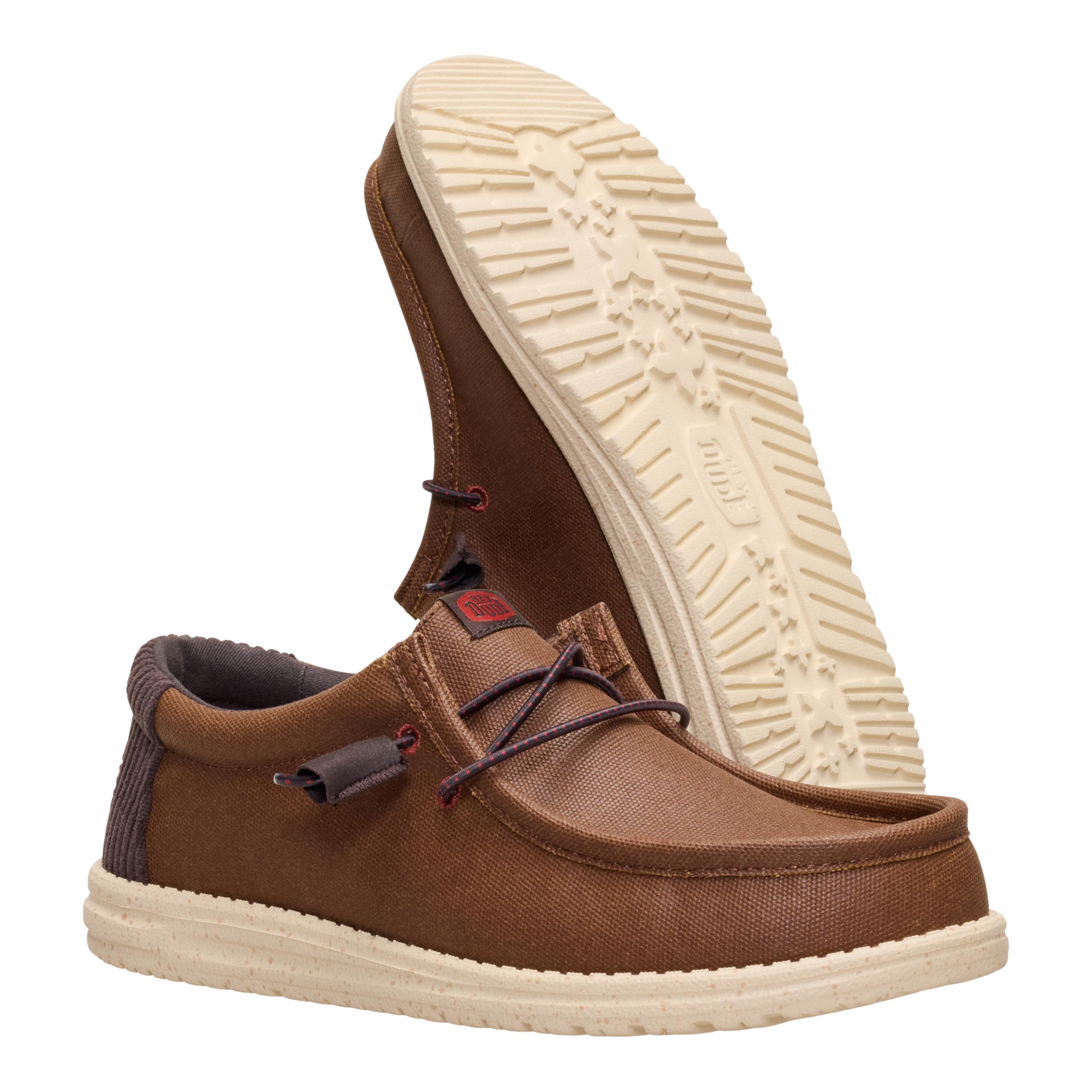 HEYDUDE - Wally Waxed Casual da Uomo - Scarpe Casual Slip-on - Stile Mocassino, Marrone, 45