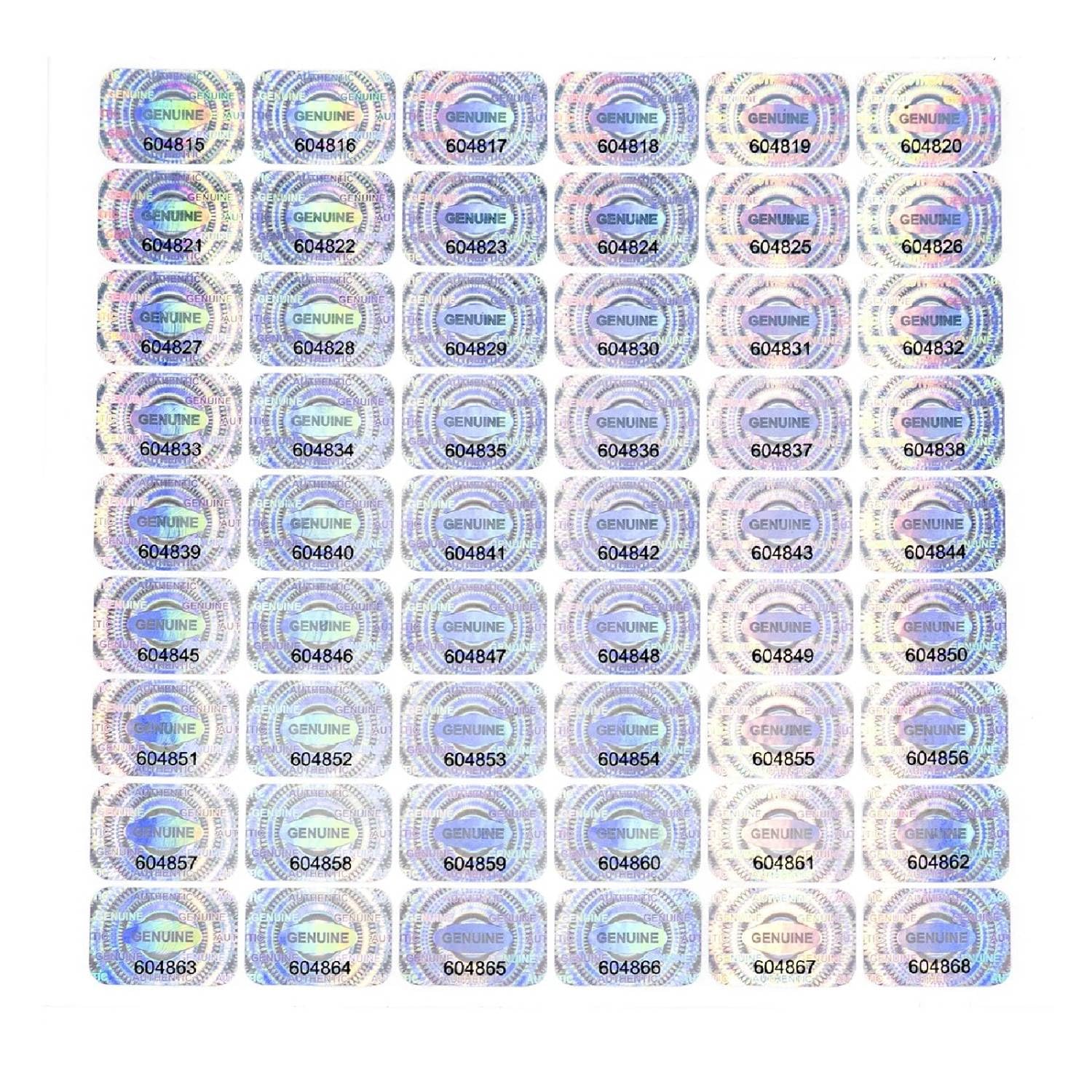 SOLDOUT 54 PCS Tamper Proof Holographic Stickers Void Seal Tamper Evident Security Labels GENUINE Warranty Serial Number (Set of 54, 24mmx16mm)