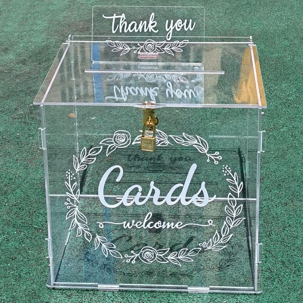 Wedding Table Decor Clear Acrylic Card Box with Lock 10 Thank You Card Box Envelope Money Box Reception Table Decorations for Wedding Baby Shower Ceremony Bride to be 2023