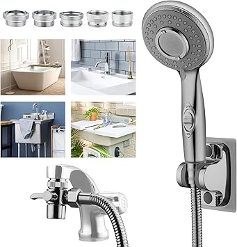 Amazon Com Klleyna Shower Head Sink Faucet Bathtub Bathroom Garden Hose Sprayer Attachment 5 Adapters For Hair Washing Pet Dog Rinse Baby Bath On Off Extension For Moen Kohler Delta American Standard Tools