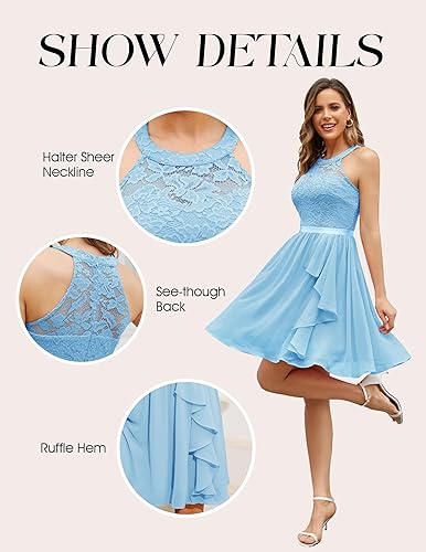 Miniatura 4 de Wedtrend Vestidos de dama de honor para mujer, vestido de cóctel sin mangas con volantes, acampanado, vestido corto de graduación 2025