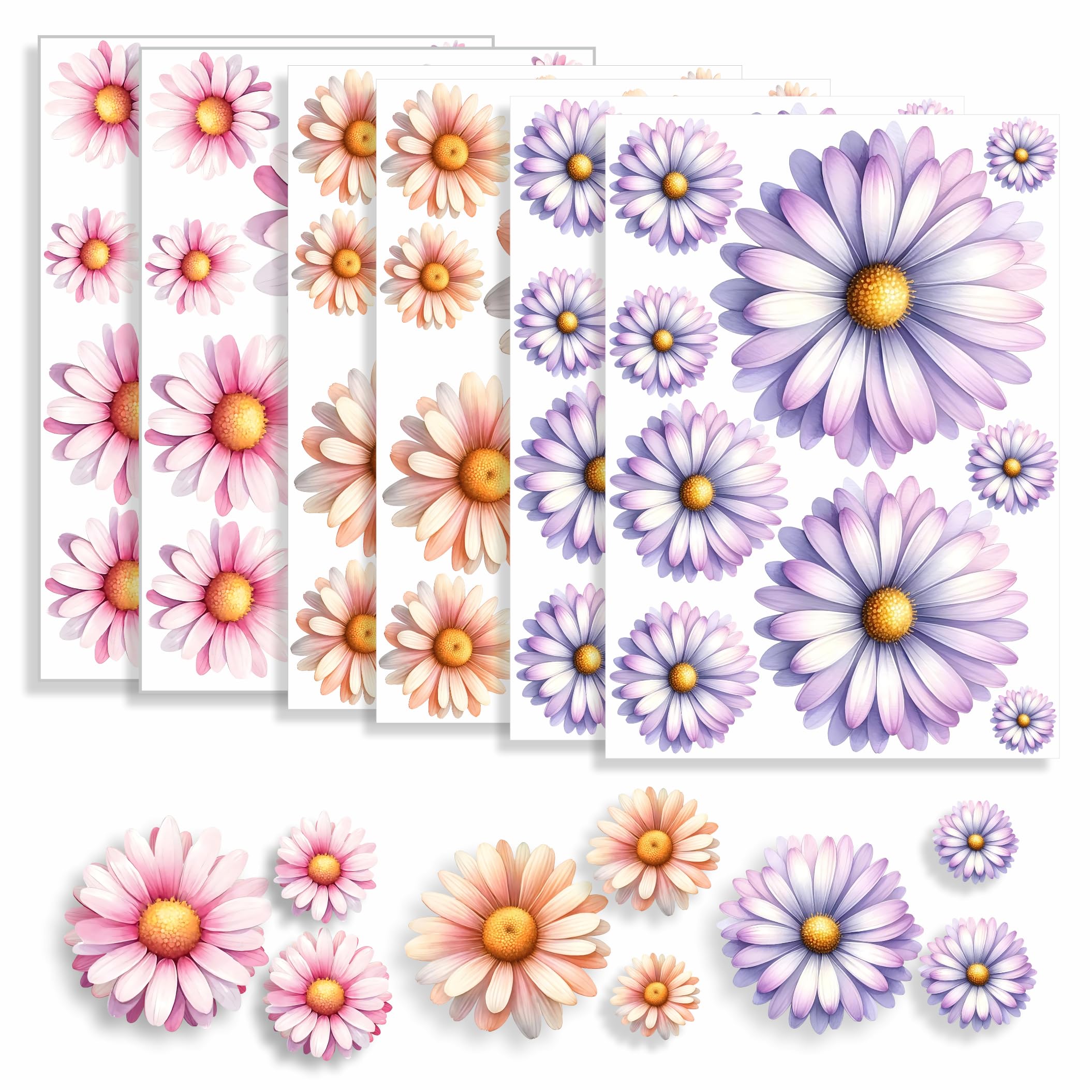 x9 Colourful Daisy Flower Vinyl Sticker, Floral Decal Cover up Marks, Multi-Purpose Ideal for Bin, Car, Laptop, Bike, Wall, Dustbin. Camper Van & More. Weatherproof & Vibrant. (Colourful Daisy) — view 18