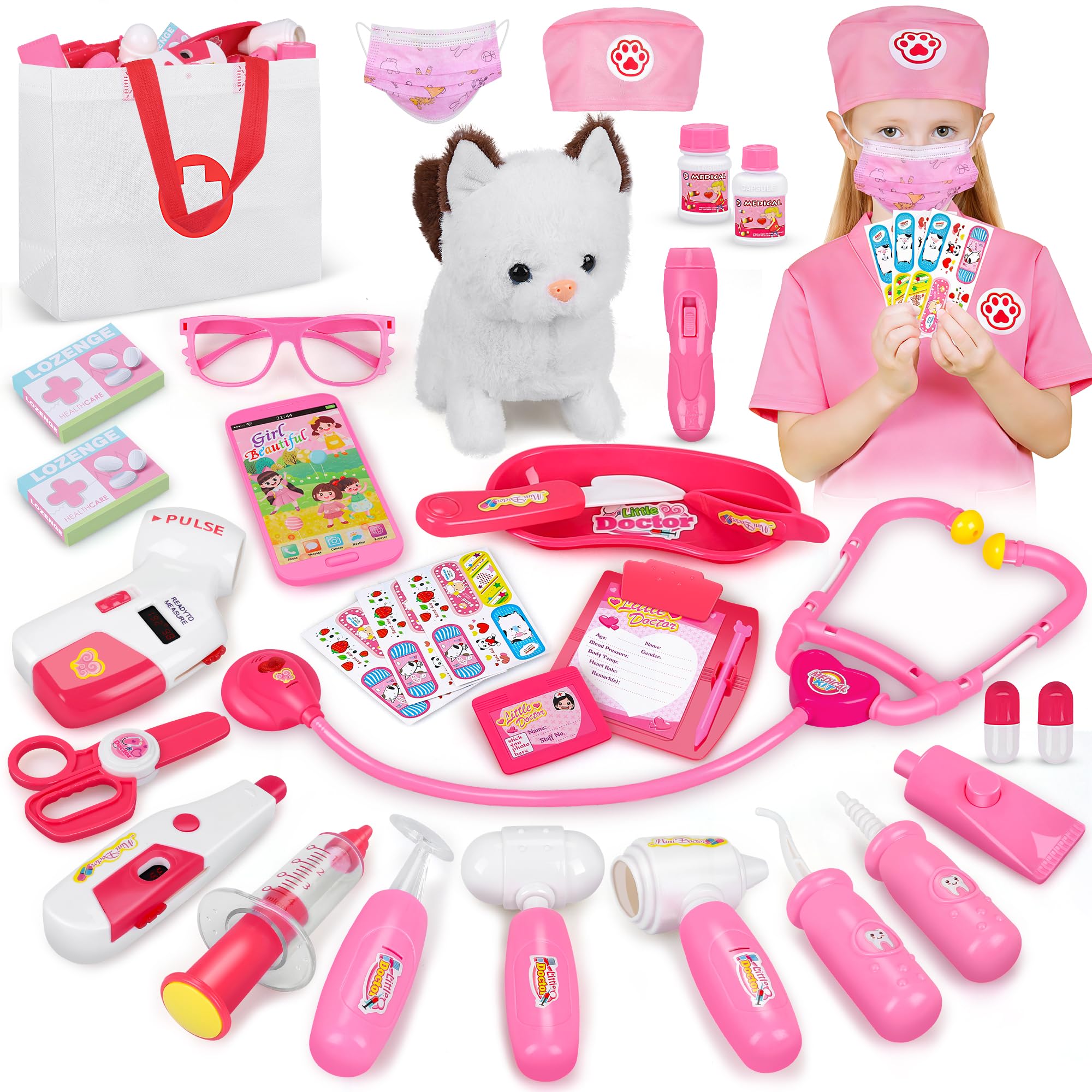 【仔猫ちゃん】ドクタースタイル6袋3セット Amazon.com: 33Pcs Pet Doctor Kit for Toddlers - Dress Up Costume