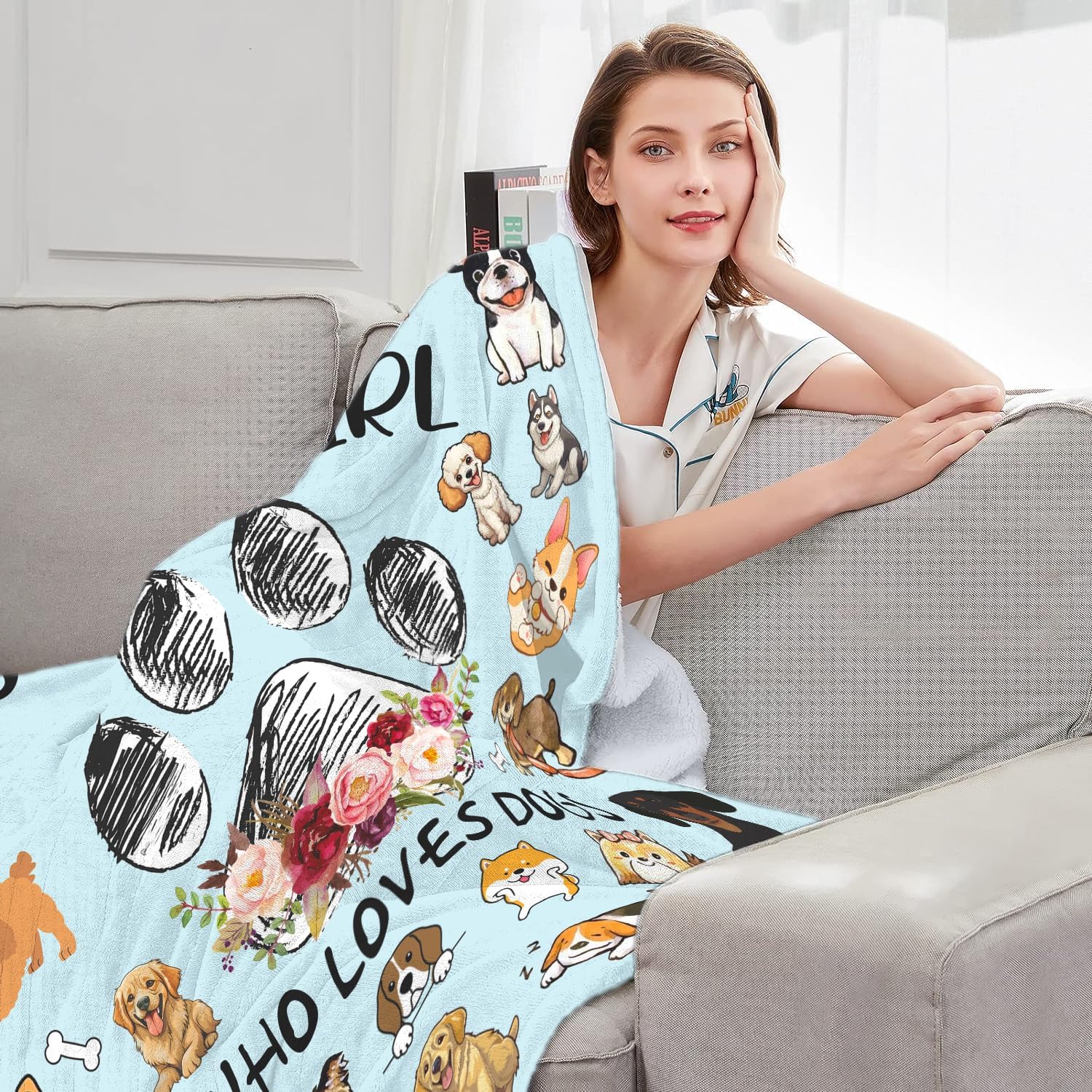 Dog Blanket Gifts for Women Girls Soft Flannel Dog Throw Blanket Dogs Gifts for Dogs Lovers Birthday Gifts Bedding Decor for Kids Adults All Season 50" x 40" - Image 6