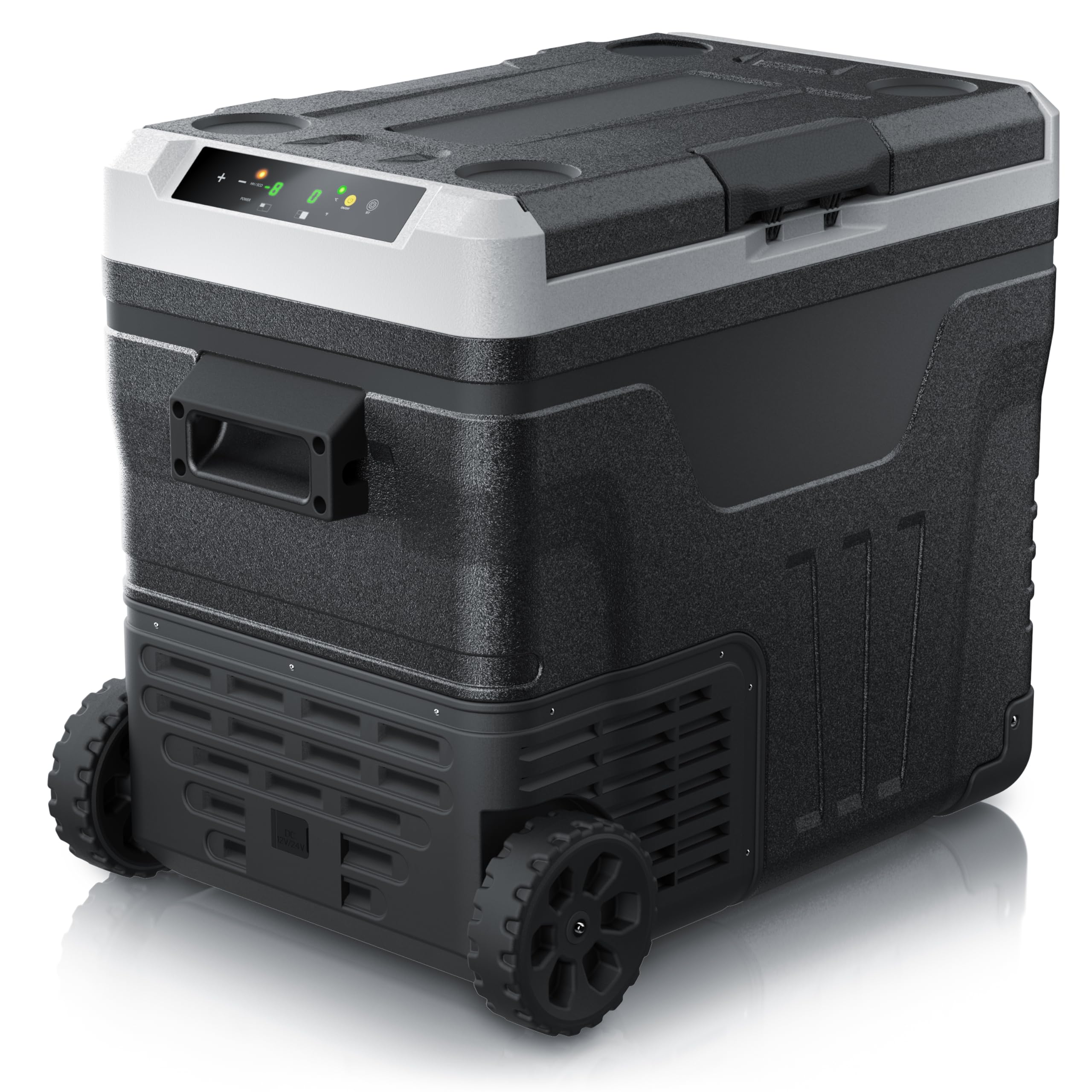 Brandson - Kompressor Kühlbox elektrisch - 2 Zonen / 2 Fächer 46 Liter – ECO Modus - LED Display – Gefriertruhe Kühlung bis -20°C - 12V - 230V – Batteriewächter - Auto Camping Festival LKW Boot