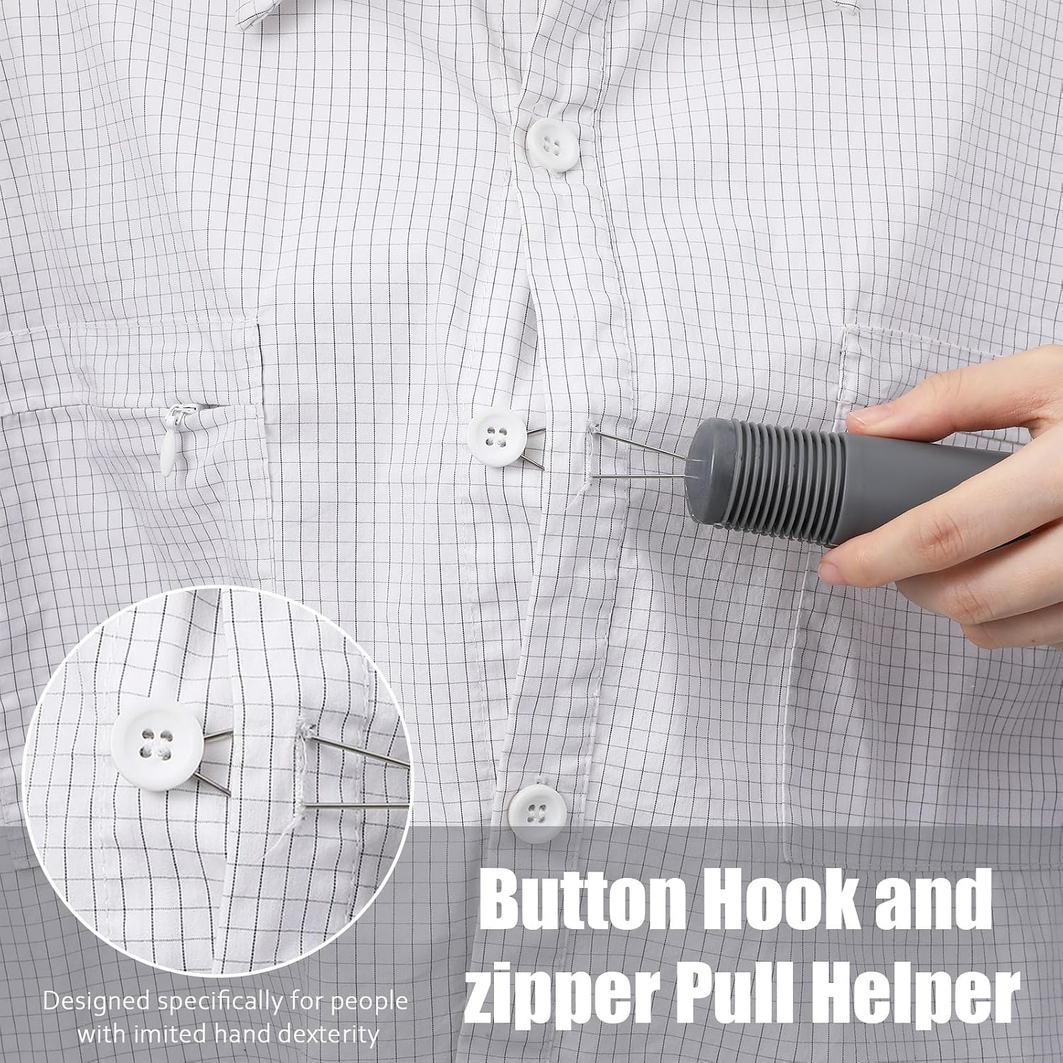 Button Helper Tool for Elderly, Button Hook Tool, Buttons Hook and Zipper Pull One Hand for Elder, Seniors, Disabled, Limited Hand Mobility for Women and Men | Button Helper Tool for Elderly, Buttons Assist Tool for Seniors, Disabled, Limited Hand Mobility for Women and Men