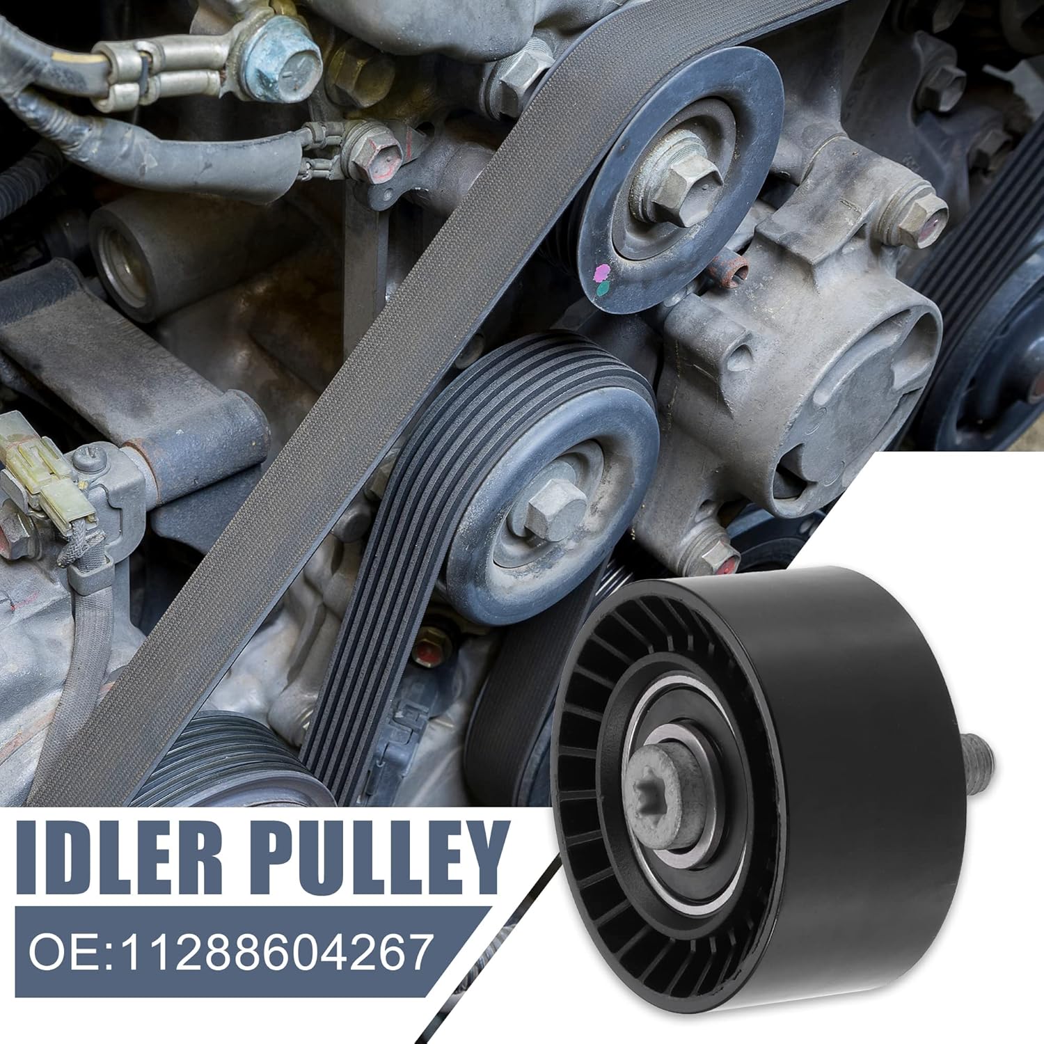X AUTOHAUX 11288604267 Car Accessory Drive Belt Idler Pulley Guide Pulley for BMW 335i 2012-2015 for BMW 335i GT XDrive 2014-2016