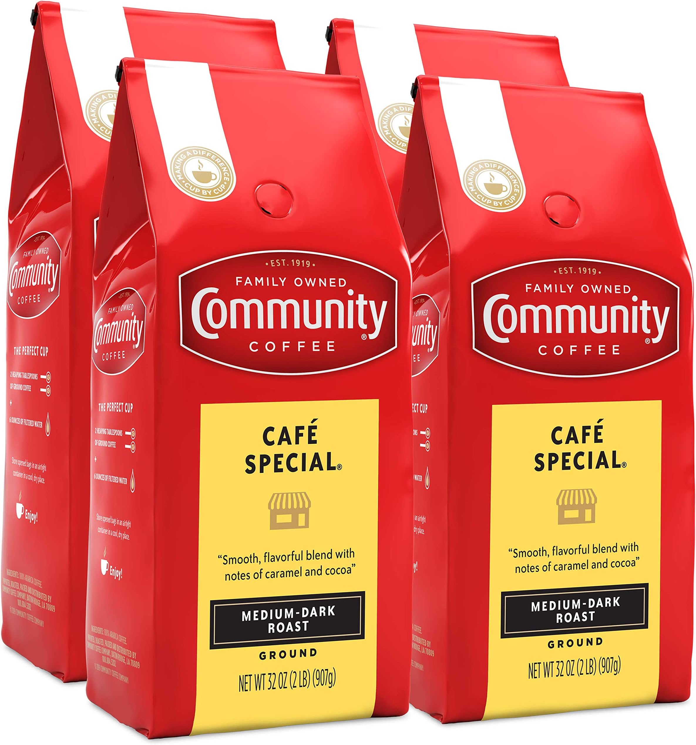 - Café Special Blend Ground Coffee, Medium-Dark Roast, 32 Ounce Bag (Pack of 4)