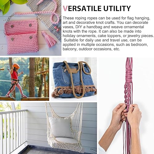 Miniatura 8 de Paquete de 2 cuerdas de seda de poliéster suave de 32 pies de 0.197 in de diámetro, trenzadas sólidas, de nailon trenzado, 32.8 ft, duraderas y
