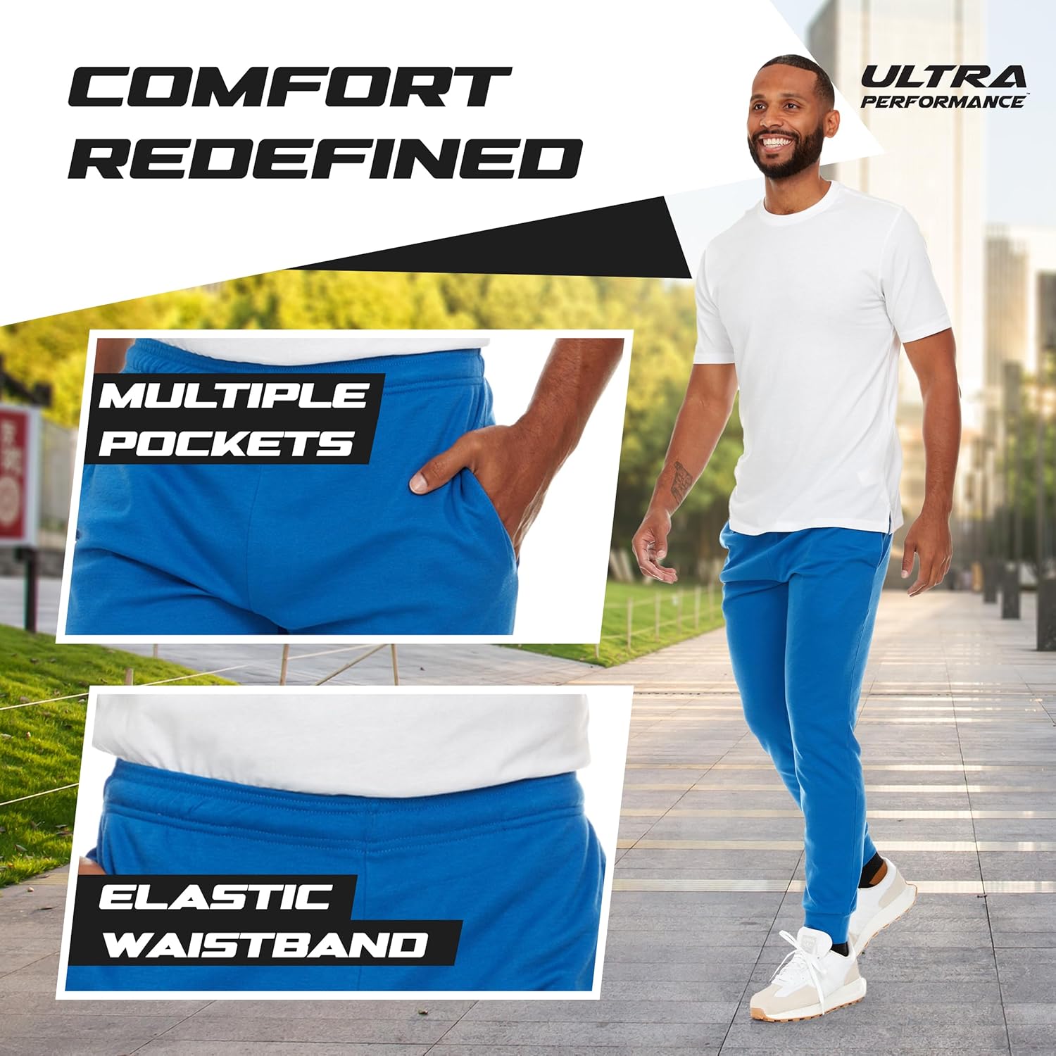 Ultra Performance 3 Pack Mens Lightweight Joggers for Men Casual Lounge Jogger Sweatpants with Pockets (SM - 4X) - Image 3