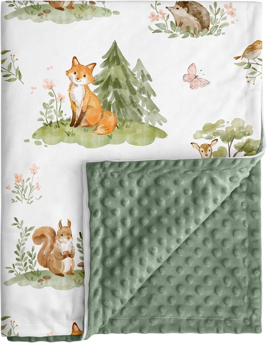 Fleece Baby Blankets for Girls & Boys, Infant Toddler Blanket | Soft Newborn Baby Minky Receiving Blanket, Dotted Backing for Nursery Crib Stroller, Double Layer, 30''x40'', Jungle Animals