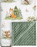 CivaruaKids Sage Green Jungle Animals Baby Blanket 30x40 Inch Super Soft Minky Dot Double Layer for Boys Girls Newborn Swaddle Crib Throw