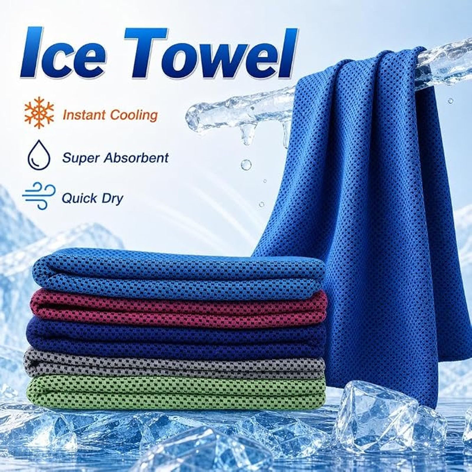 Serviette Rafraîchissante, Serviette Rafraîchissante Avec Poche À Glace, Serviette Glacée, Serviette Pour Absorber La Transpiration Au Niveau Du Cou Et Du Visage, Idéale Pour Le Yoga Et Le Sport G