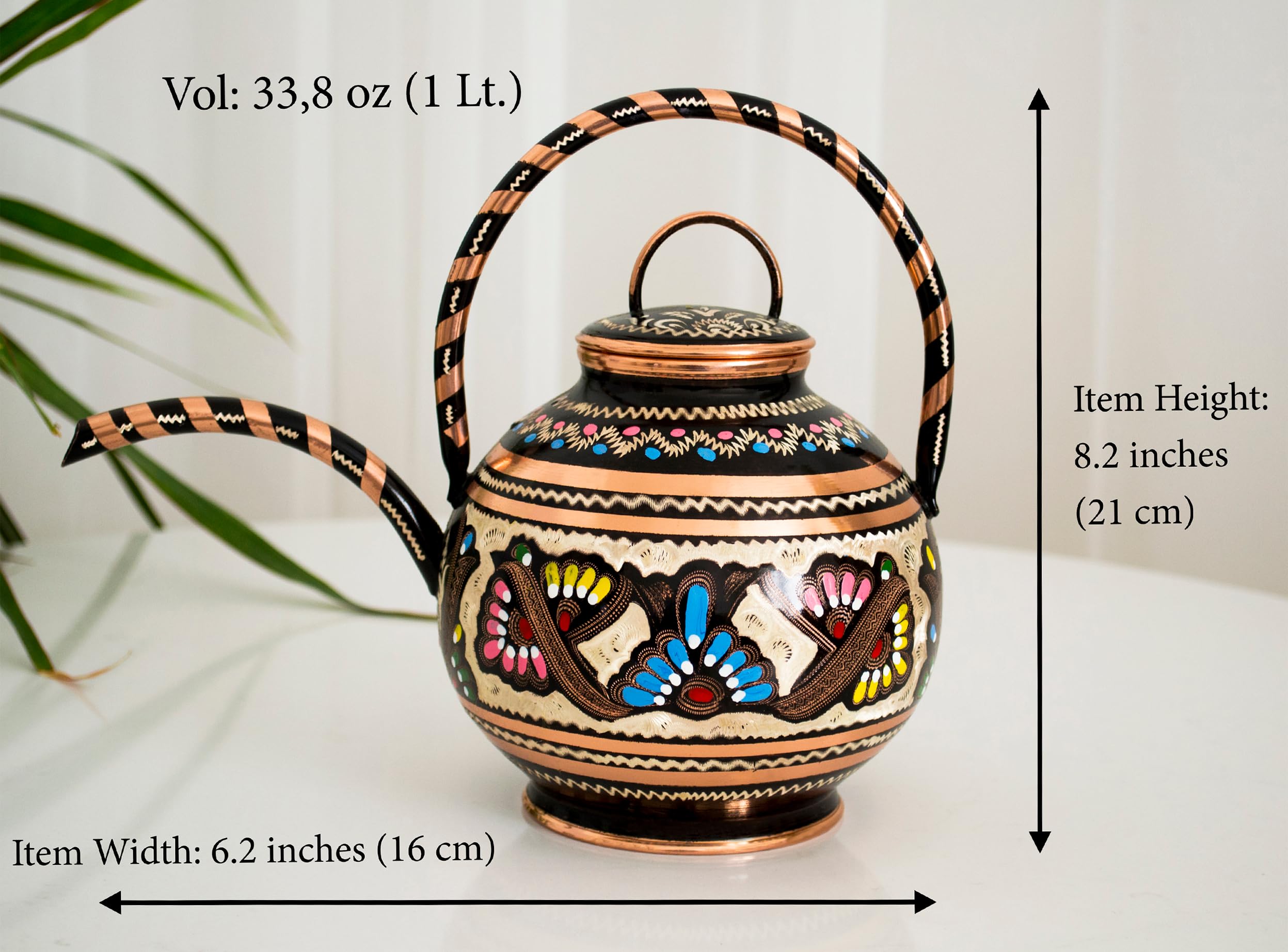 Kupferblumengießkanne, handgefertigter Gießtopf, Mini-Pflanzengießtopf, Kupferkrug, Gießkanne für Blumen (handbemalt)