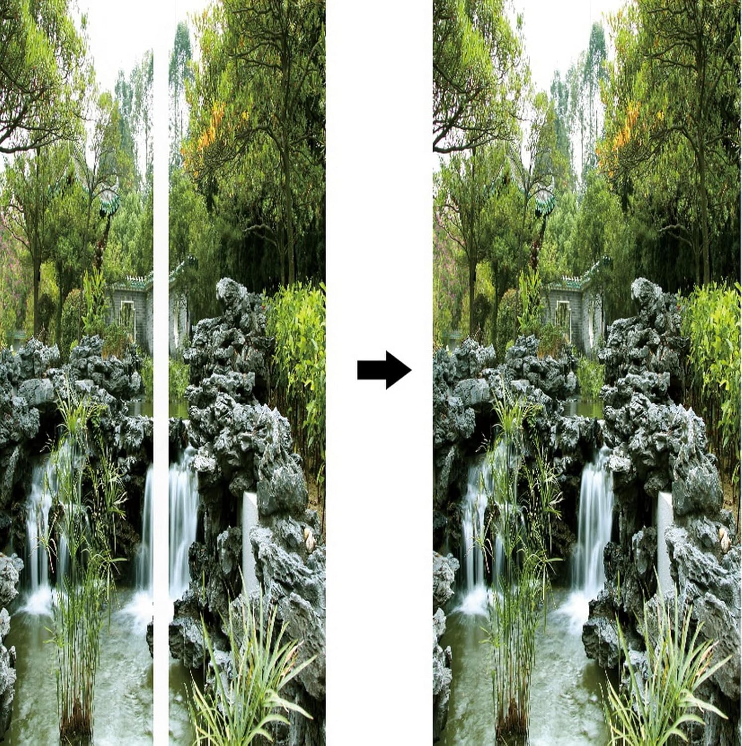 A.Monamour 3D Door Stickers for Interior Doors Chinese Garden Nature Scenery Vinyl Removable Self Adhesive Door Poster Wallpaper Mural Decals for Bedroom Office Bathroom 90x200cm