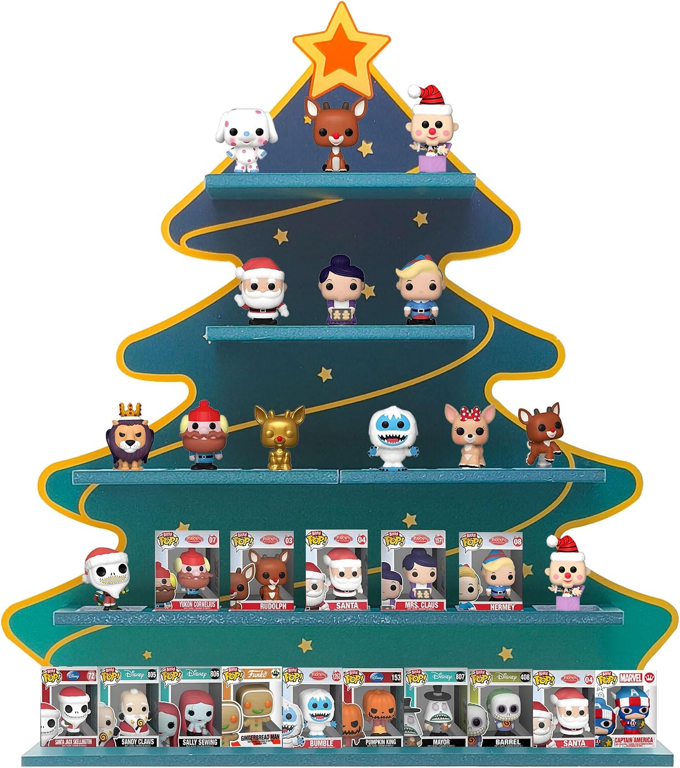Display Compatible with Funko Bitty Countdown Calendar, Organizing Shelf for Bitty Pops Christmas, Bitty Stand, Wallmountable Christmas Bitty Shelf, Displays 28 Bitty Pops