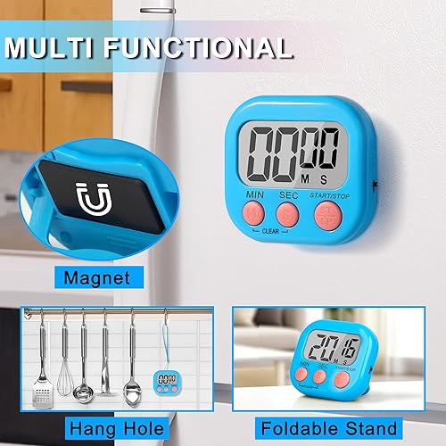 Miniatura 3 de Temporizador de aula para niños y profesores, paquete de 2 timers digitales, azul y blanco