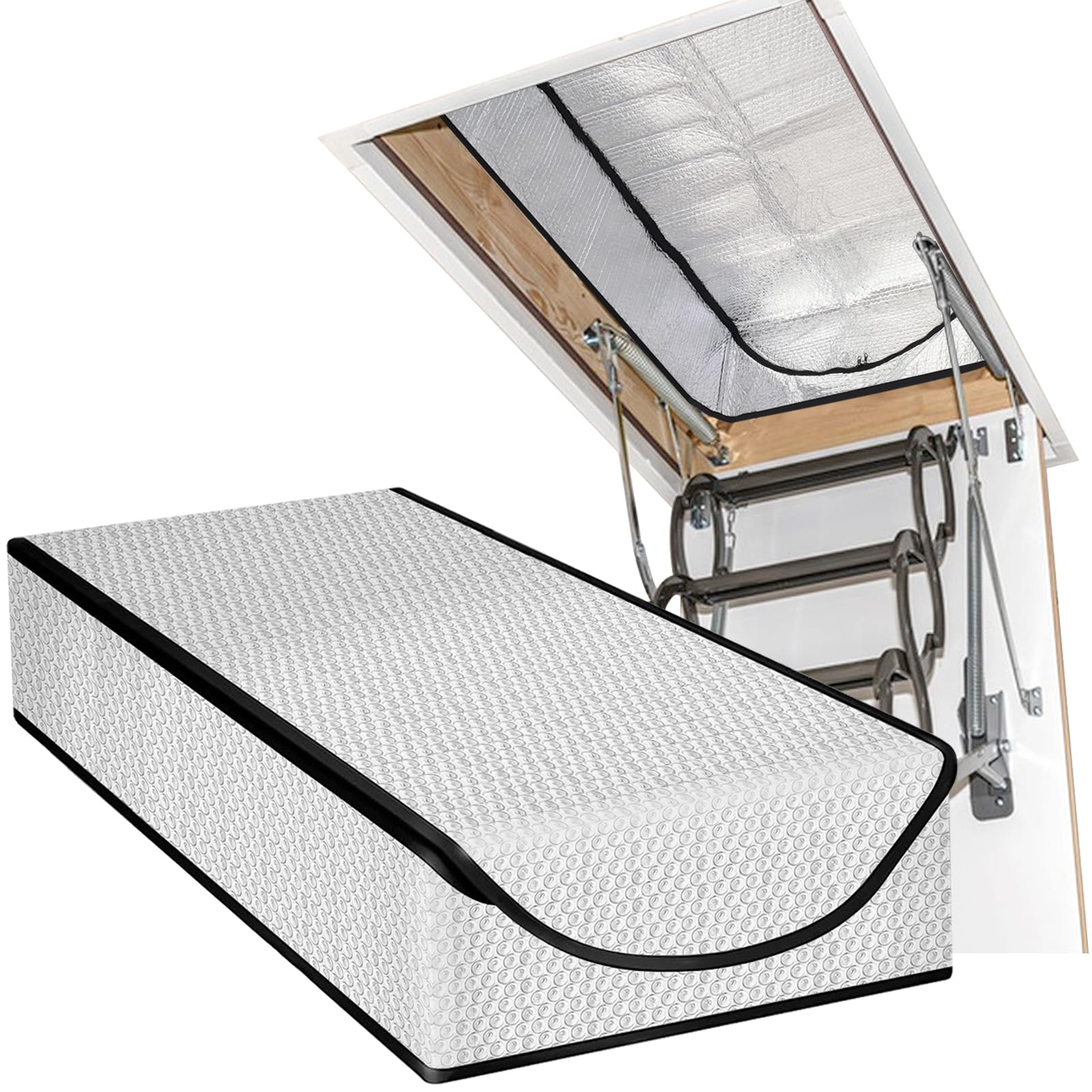 Copertura isolante per porta mansarda, 137 x 63 x 28 cm, extra spessa, doppia bolla, per scale a scomparsa, tenda da sottotetto, scala, copertura isolante con cerniera