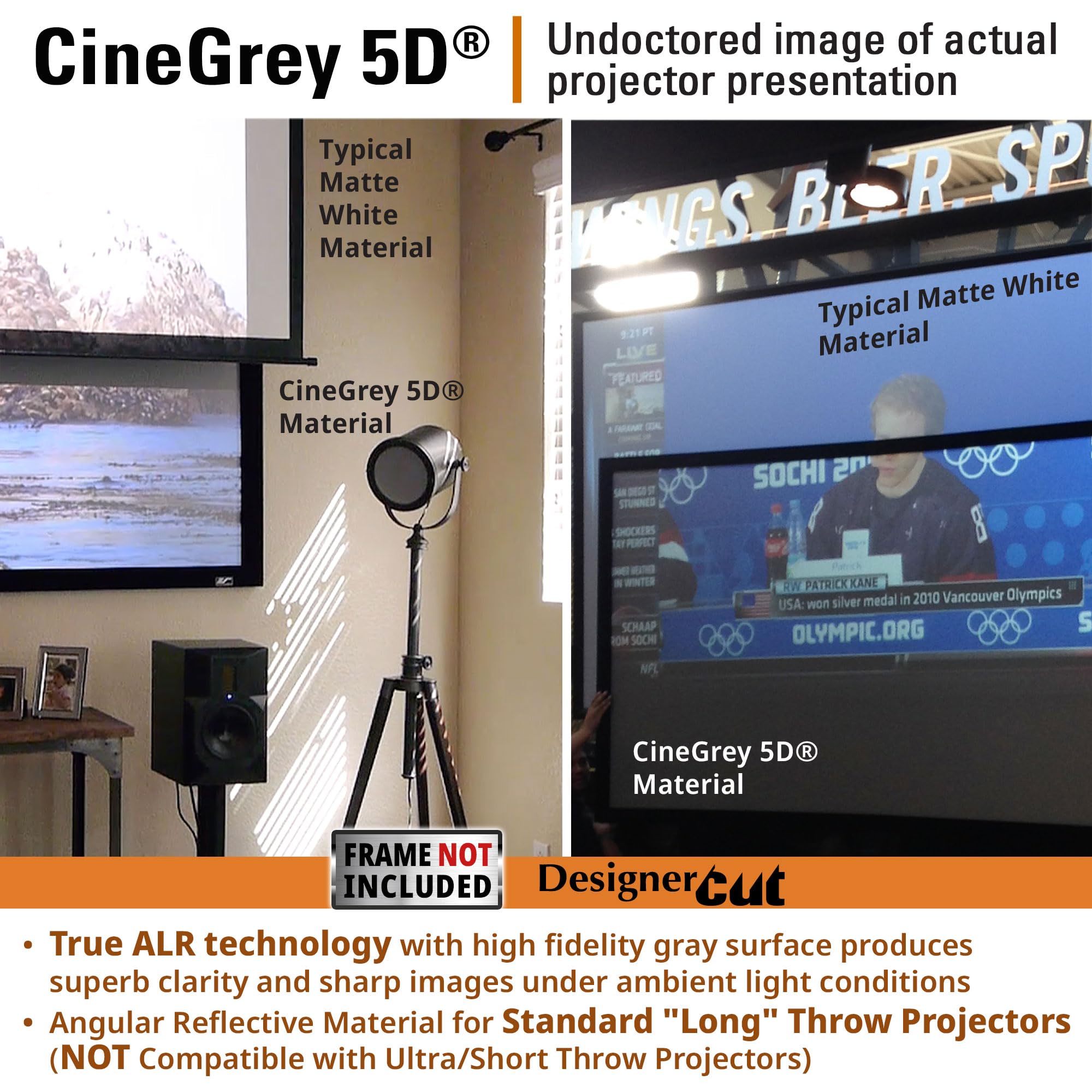 Elite Screens Designer Cut Series 135-inch 16:9 8K 4K Ultra HD Ambient Light Rejecting DIY Raw Projector Screen Material ISF Certified True ALR Capable Projection Screen ZRM-135HW-CINEGREY5D product thumbnail 5